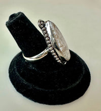 Load image into Gallery viewer, Silver Plated Dendtritic Agate Ring sz 7, Adjustable
