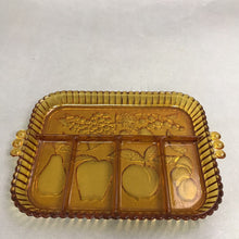 Load image into Gallery viewer, Vintage Indiana Glass Amber Divided 5 Part Relish Serving Dish Fruit Design (1x11x9)
