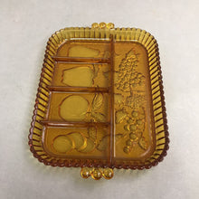 Load image into Gallery viewer, Vintage Indiana Glass Amber Divided 5 Part Relish Serving Dish Fruit Design (1x11x9)
