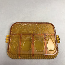 Load image into Gallery viewer, Vintage Indiana Glass Amber Divided 5 Part Relish Serving Dish Fruit Design (1x11x9)
