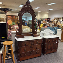 Load image into Gallery viewer, Antique Walnut Dresser w/Mirror/Marble Top (87x40x21)
