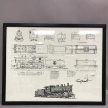 Load image into Gallery viewer, Framed Blueprint Style of a Locomotive Class C-4 (18x23)
