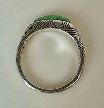 Load image into Gallery viewer, Carolyn Pollack Relios Sterling Crushed Jade Stackable Etched Ring sz 7
