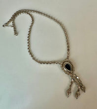 Load image into Gallery viewer, Vintage Black &amp; Clear Rhinestone Art Deco Waterfall Necklace As-Is (16")
