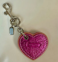 Load image into Gallery viewer, Vintage Coach Metallic Leather Y2K Heart Bag Charm Keychain (4")
