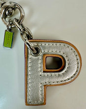 Load image into Gallery viewer, Vintage Coach Metallic Leather Y2K Initial P Bag Charm Keychain (4")
