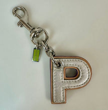 Load image into Gallery viewer, Vintage Coach Metallic Leather Y2K Initial P Bag Charm Keychain (4")
