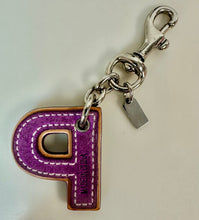 Load image into Gallery viewer, Vintage Coach Metallic Leather Y2K Initial P Bag Charm Keychain (4")
