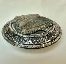 Load image into Gallery viewer, Antique STR Washington Irving Silvertone Souvenir Powder Compact Mirror (2")
