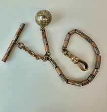 Load image into Gallery viewer, Antique B&amp;D Two-Tone Gold Filled Coil Watch Fob Chain w/ Spherical Charm (7")
