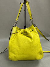 Load image into Gallery viewer, Coach Avery Celeron Lime Green Pebble Leather Drawstring Tote Purse (12x13")
