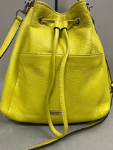 Load image into Gallery viewer, Coach Avery Celeron Lime Green Pebble Leather Drawstring Tote Purse (12x13")
