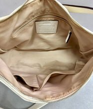 Load image into Gallery viewer, Coach Cream Signature Stripe Perforated Leather Hobo Bag Purse (10x15x5")
