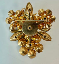 Load image into Gallery viewer, Vintage Jewel Tone Rhinestone Floral Ribbon Brooch Pin (2.25")
