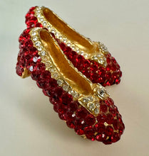 Load image into Gallery viewer, Vintage Bejeweled Dorothy's Ruby Slippers Brooch Pin (1.5")
