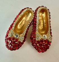 Load image into Gallery viewer, Vintage Bejeweled Dorothy's Ruby Slippers Brooch Pin (1.5")
