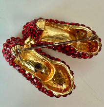 Load image into Gallery viewer, Vintage Bejeweled Dorothy's Ruby Slippers Brooch Pin (1.5")
