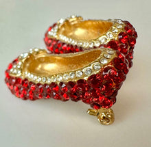 Load image into Gallery viewer, Vintage Bejeweled Dorothy's Ruby Slippers Brooch Pin (1.5")
