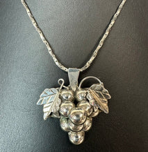 Load image into Gallery viewer, Vintage Taxco Mexico Sterling Grapes Pendant/Brooch Pin on 20" Chain
