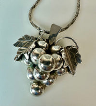 Load image into Gallery viewer, Vintage Taxco Mexico Sterling Grapes Pendant/Brooch Pin on 20" Chain
