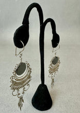 Load image into Gallery viewer, Vintage Sterling Hematite Candonga Metalwork Chandelier Earrings (3.5")
