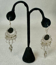 Load image into Gallery viewer, Vintage Sterling Hematite Candonga Metalwork Chandelier Earrings (3.5")
