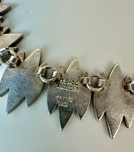Load image into Gallery viewer, Vintage Taxco Mexico Double Leaf Sterling Turquoise Chip Inlay Link 17" Necklace (119.8g)
