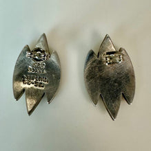 Load image into Gallery viewer, Vintage Taxco Mexico Double Leaf Sterling Turquoise Chip Inlay 1" Stud Earrings
