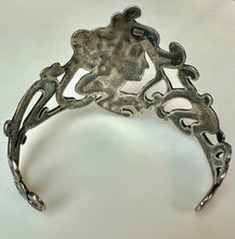 Load image into Gallery viewer, Vintage Art Nouveau Sterling Figural Woman Flourish Cuff Bracelet (34.2g)
