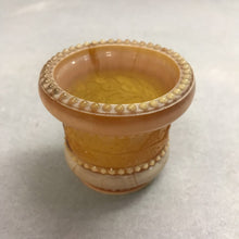 Load image into Gallery viewer, St. Clair Caramel Slag Glass Toothpick Holder - Beaded Holly (~2.5x2.75)
