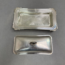 Load image into Gallery viewer, Vintage Crescent Silverware Co. Silverplate Butter Dish W/ Glass Insert (3x8x4)
