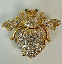 Load image into Gallery viewer, Vintage Joan Rivers Pave Crystal Queen Bee Watch Brooch Pin (1.25")
