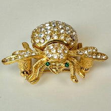 Load image into Gallery viewer, Vintage Joan Rivers Pave Crystal Queen Bee Watch Brooch Pin (1.25")
