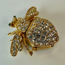 Load image into Gallery viewer, Vintage Joan Rivers Pave Crystal Queen Bee Watch Brooch Pin (1.25")
