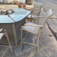 Load image into Gallery viewer, Metal/Glass Patio Bar (39x29x36) w/4 Chair Stools
