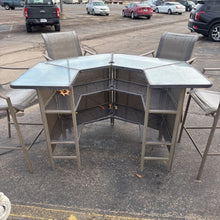 Load image into Gallery viewer, Metal/Glass Patio Bar (39x29x36) w/4 Chair Stools
