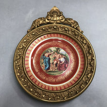 Load image into Gallery viewer, Antique Gold Framed Porcelain 24 Karat Gold Royal Vienna Style Plate (16")
