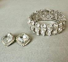 Load image into Gallery viewer, Vintage Eisenberg Ice Clear Rhinestone Bling Statement 7.25" Bracelet &amp; Clip Earrings Set
