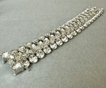 Load image into Gallery viewer, Vintage Eisenberg Ice Clear Rhinestone Bling Statement 7.25" Bracelet &amp; Clip Earrings Set

