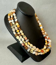 Load image into Gallery viewer, Coldwater Creek Carnelian Quartz Silvertone Bead Triple Strand Necklace (22")
