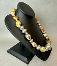 Load image into Gallery viewer, Coldwater Creek Jasper Agate Silvertone Chunky Bead Necklace (22")
