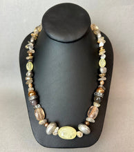 Load image into Gallery viewer, Coldwater Creek Agate Quartz Art Glass Silvertone Bead Necklace (23")
