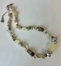 Load image into Gallery viewer, Coldwater Creek Agate Quartz Art Glass Silvertone Bead Necklace (23")
