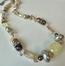 Load image into Gallery viewer, Coldwater Creek Agate Quartz Art Glass Silvertone Bead Necklace (23")
