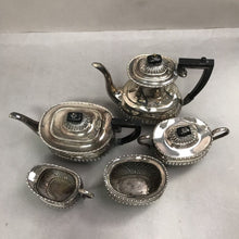 Load image into Gallery viewer, 5 Piece Vintage Cheltenham Sheffield Fluted Coffee Tea Set Silverplate England
