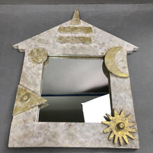 Load image into Gallery viewer, Celestial Themed Wooden House Mirror (21x18)
