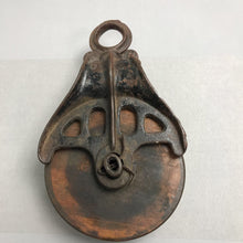 Load image into Gallery viewer, Antique Primitive Large Cast Iron/Wood Wheel Barn Pulley Country Farm Home Decor (11")
