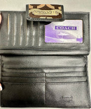 Load image into Gallery viewer, Coach Dark Brown Signature Print Canvas Long Wallet Clutch NWOT (4x7.5")
