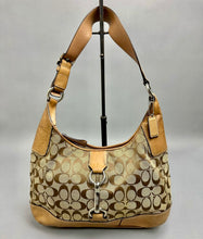 Load image into Gallery viewer, Coach Hamptons Hobo Signature Logo Canvas Leather Trim Purse As-Is (12x14x3")
