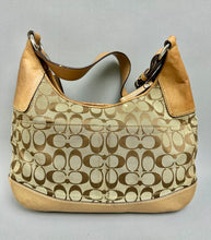 Load image into Gallery viewer, Coach Hamptons Hobo Signature Logo Canvas Leather Trim Purse As-Is (12x14x3")
